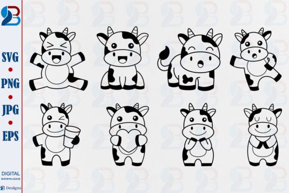 Download Cow SVG Bundle Cute Cows Doodle Line Art - Cow svg bundle Collection