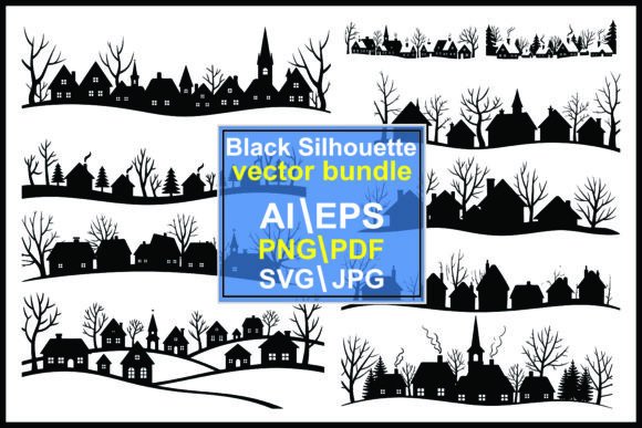 Download Silhouette Village Scenes with Bare Tree - Premium Resources
