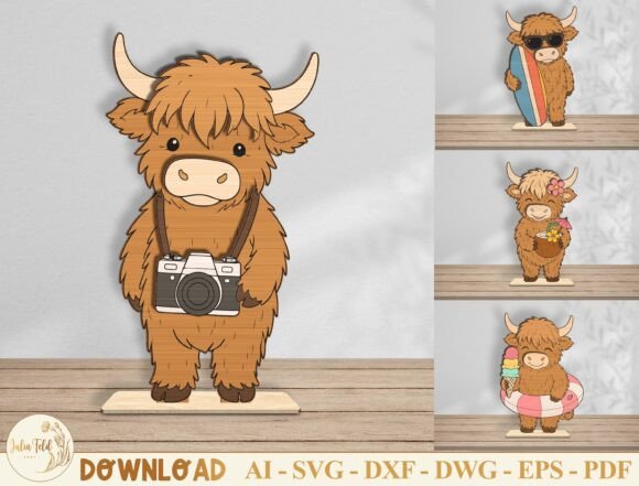 Download Summer Beach Highland Cow SVG Bundle - Cow svg bundle Collection