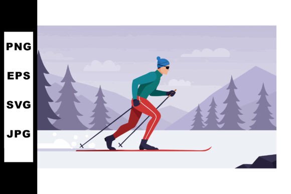 Download Cross Country Skier in Winter Mountain F - Premium Resources